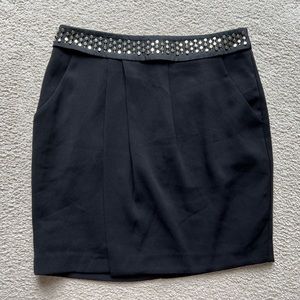 Iconic Black Silver Studs Studded Embellished Wrap Style A Line Skirt Sz 6 New
